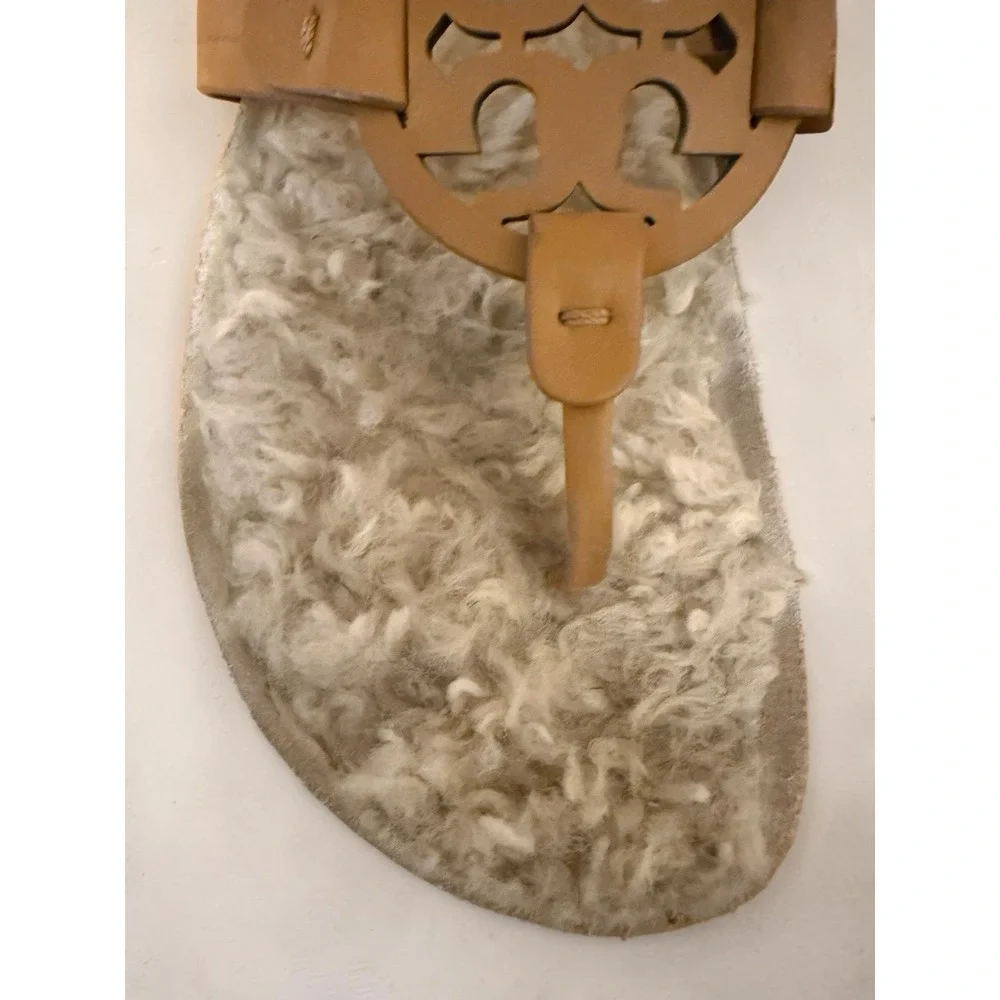 Tory Burch MILLER CLOUD Sandal Cork Shearling Caramel Size 8 Style 86568